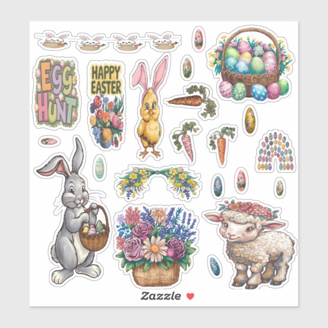 Easter Custom-Cut Vinyl Sticker (Sheet)