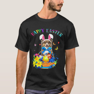 Easter Cute Australian Shepherd Dog Bunny Eggs Eas T-Shirt