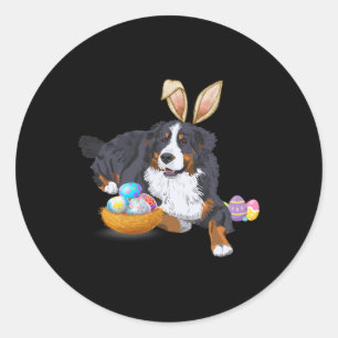 Easter Cute Bernese Mountain Dog Lover Bunny Eggs Classic Round Sticker