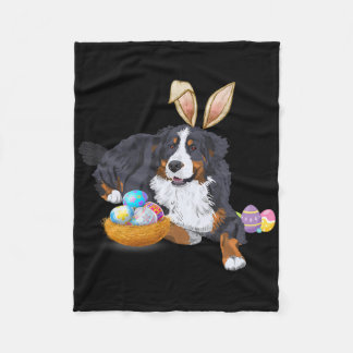 Easter Cute Bernese Mountain Dog Lover Bunny Eggs  Fleece Blanket