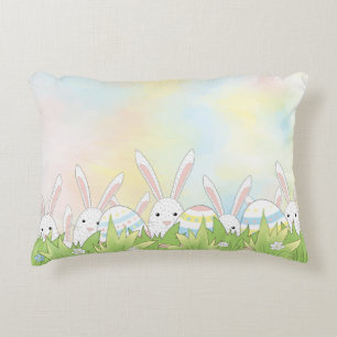 Easter cute bunny and eggs accent pillow