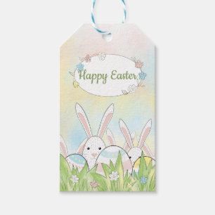 Easter cute bunny and eggs gift tags