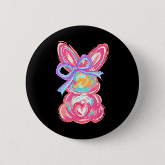 Easter Cute Bunny Coquette Bow Tie Dye Rabbit Wome 2 Inch Round Button