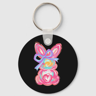 Easter Cute Bunny Coquette Bow Tie Dye Rabbit Wome Keychain