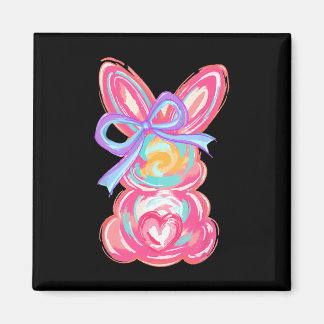 Easter Cute Bunny Coquette Bow Tie Dye Rabbit Wome Magnet