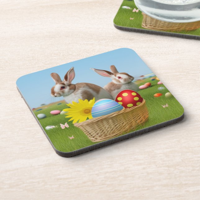 Easter Cute Bunny for a positive mood   Coaster (Left Side)