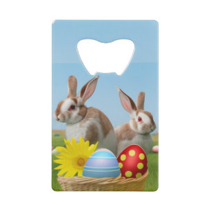 Easter Cute Bunny for a positive mood    Credit Card Bottle Opener