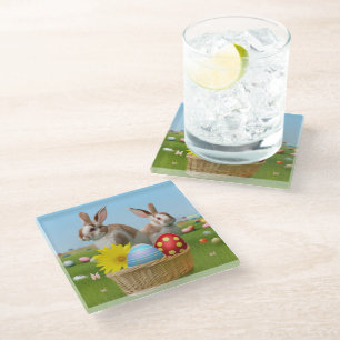 Easter Cute Bunny for a positive mood Glass Coaster