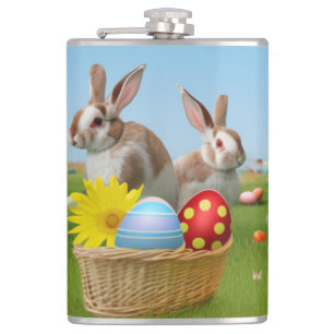 Easter Cute Bunny for a positive mood  Hip Flask