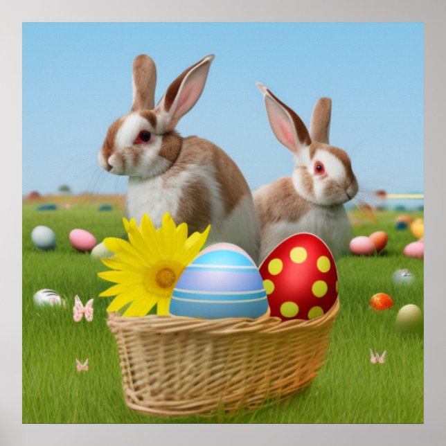 Easter Cute Bunny for a positive mood  Poster (Front)