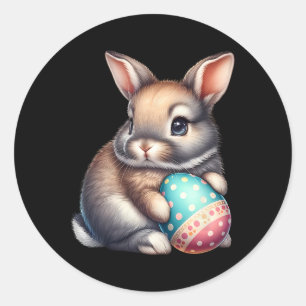 Easter Cute Rabbit Pets Eggs Bunny Rabbits Farmer Classic Round Sticker