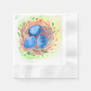 Easter cutes watercolors blues eggs napkin