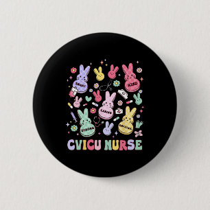 Easter Cvicu Cardiac Nurse Bunny Pediatric Retro C 2 Inch Round Button