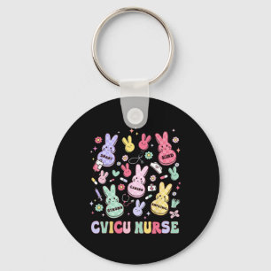 Easter Cvicu Cardiac Nurse Bunny Pediatric Retro C Keychain