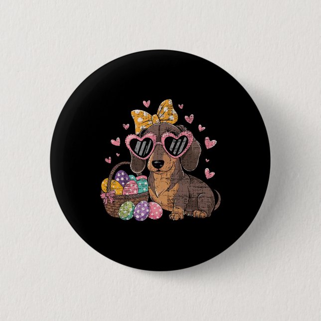 Easter Dachshunds Cute Dachshund _1  2 Inch Round Button (Front)