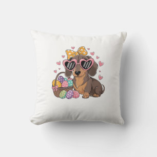 Easter Dachshunds Cute Dachshund T-Shirt Throw Pillow