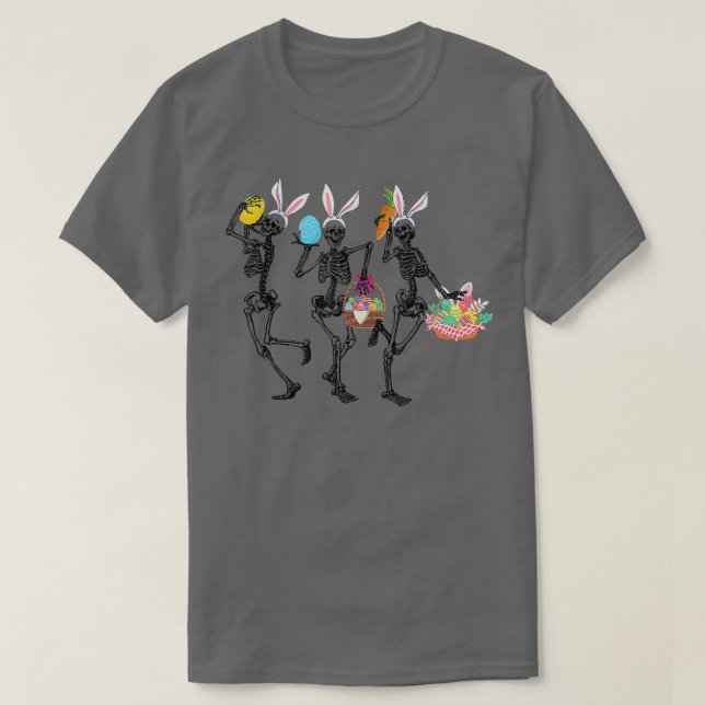 Easter Dancing Skeleton Dancer Bunny Ears Funny Ea T-Shirt (Design Front)