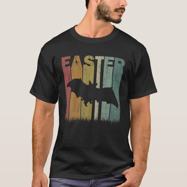 Easter Day Bat Retro Graphic Funny Easter Costume T-Shirt (Front)