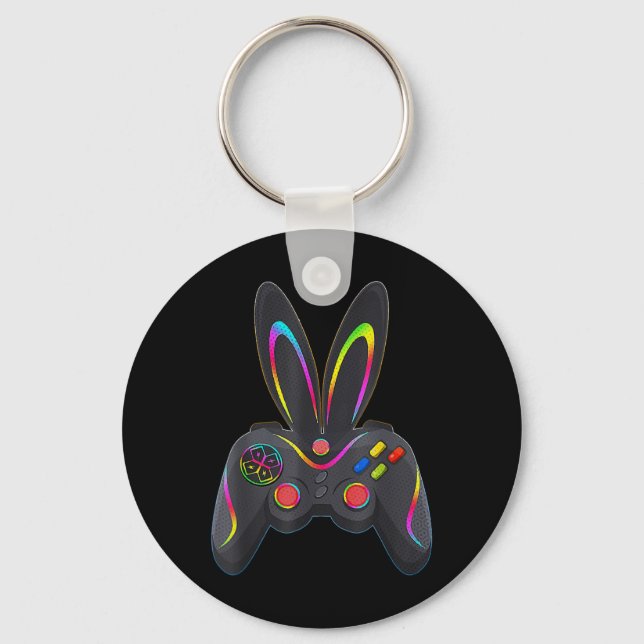 Easter Day Boys Gamer Video Game Controller Bunny  Keychain (Front)