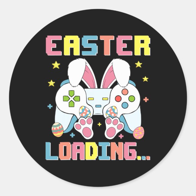 Easter Day Bunny Easter Loading Video Game Boys Gi Classic Round Sticker (Front)