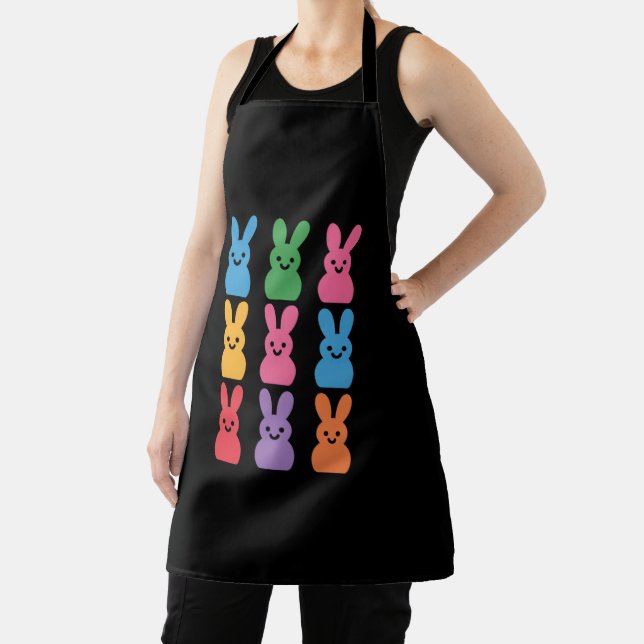 Easter Day Bunny Eggs Plaid Leopard Apron (Insitu)