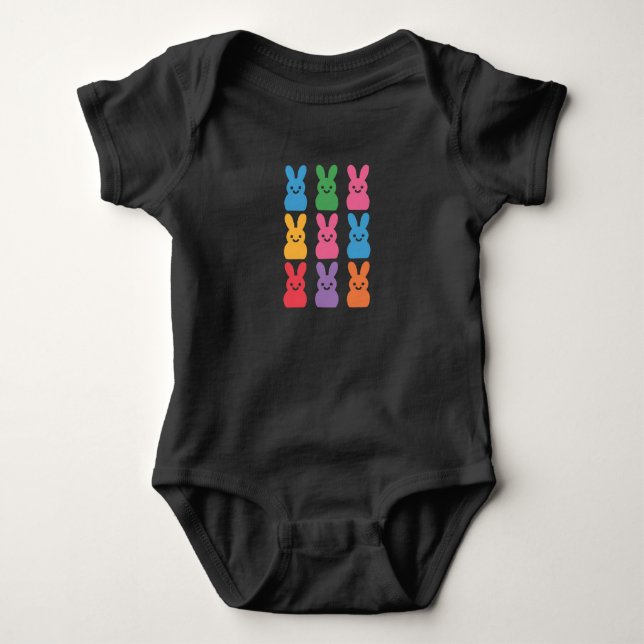 Easter Day Bunny Eggs Plaid Leopard Baby Bodysuit (Front)