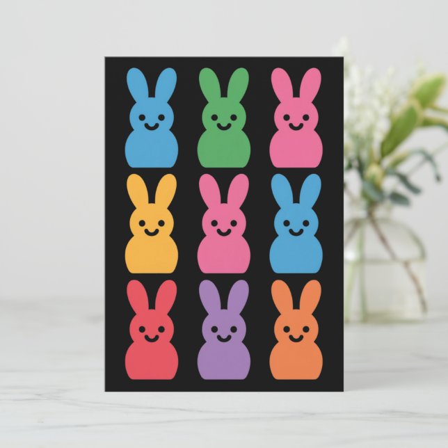 Easter Day Bunny Eggs Plaid Leopard Invitation (Standing Front)