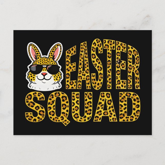 Easter Day Bunny Eggs Plaid Leopard T-Shirt  Holiday Postcard (Front)