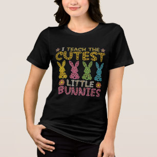 Easter Day Bunny Eggs Plaid Leopard T-Shirt Tri-Bl Tri-Blend Shirt