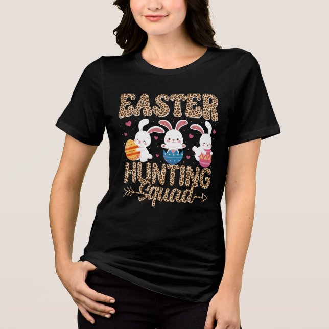 Easter Day Bunny Eggs Plaid Leopard T-Shirt  Tri-Blend Shirt (Front)