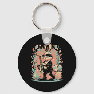 Easter Day Bunny Jazz Saxophone  Keychain