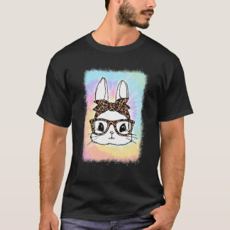 Easter Day Bunny Leopard Glasses Bandana Tie Dye B T-Shirt