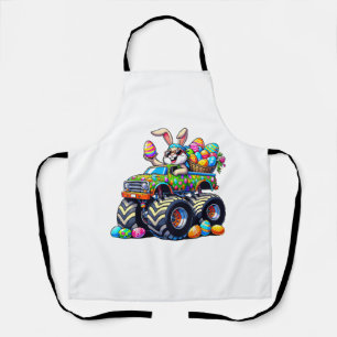 Easter Day Bunny Monster Truck Eggs Cool Rabbit T- Apron