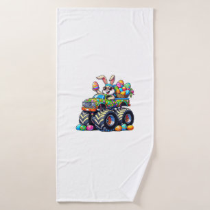 Easter Day Bunny Monster Truck Eggs Cool Rabbit T- Bath Towel