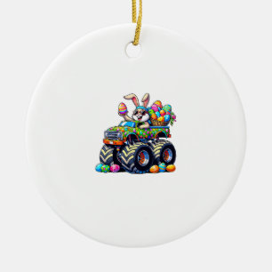 Easter Day Bunny Monster Truck Eggs Cool Rabbit T- Ceramic Ornament
