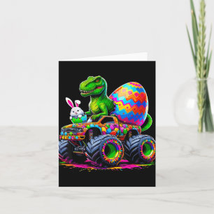 Easter Day Bunny Monster Truck Eggs Dinosaur Rabbi Card