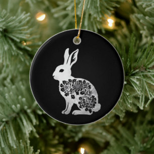 Easter Day Bunny Rabbit Ceramic Ornament