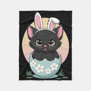Easter Day Cat Bunny Ears Eggs For Men Women Kids Fleece Blanket