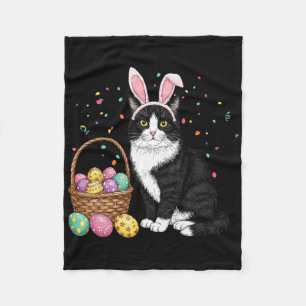 Easter Day Cat Bunny Ears Eggs Graphic Men Women K Fleece Blanket