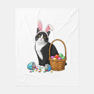 Easter Day Cat Bunny Ears Eggs Graphic Men Women K Fleece Blanket
