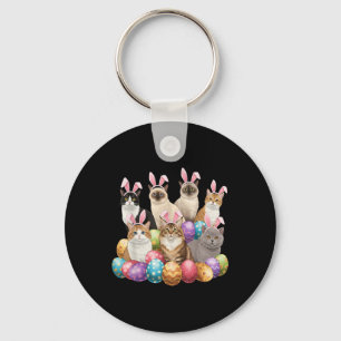 Easter Day Cat Bunny Ears Eggs Graphic Men Women K Keychain