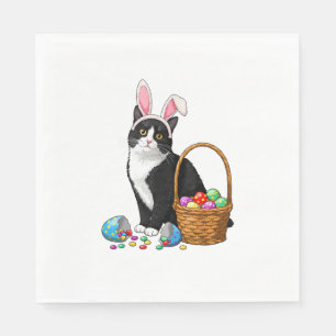 Easter Day Cat Bunny Ears Eggs Graphic Men Women K Napkin