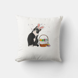 Easter Day Cat Bunny Ears Eggs Shirt Men Women Eas Throw Pillow