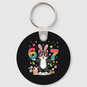 Easter Day Cat Eggs Funny Bunny Six Seven 67 Keychain