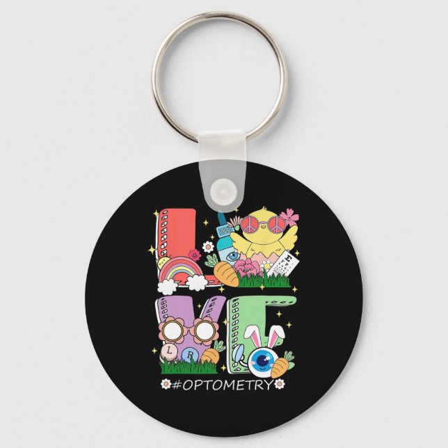 Easter Day Chick Optometry Love Optician Sight Squ Keychain (Front)
