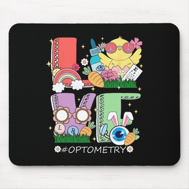 Easter Day Chick Optometry Love Optician Sight Squ Mouse Pad (Front)