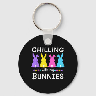 Easter Day Chilling With My Bunnies Egg Hunt Easte Keychain