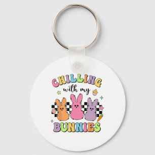 Easter Day Chilling With My Bunnies Egg Hunt Easte Keychain