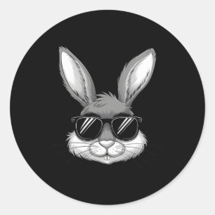 Easter Day Cool Bunny Face With Sungles Men Boys K Classic Round Sticker