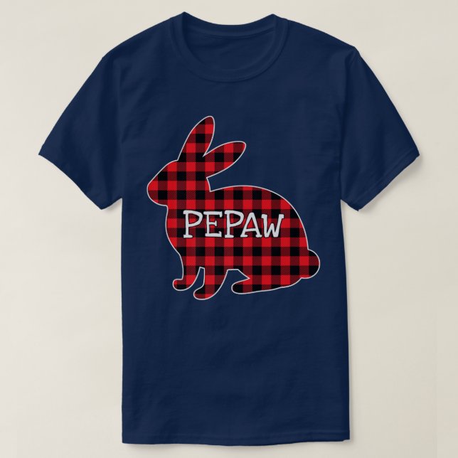 Easter Day Costume Red Plaid Bunny Graphic Pepaw M T-Shirt (Design Front)
